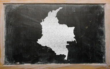 outline map of colombia on blackboard