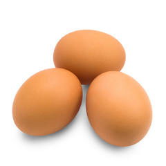 three eggs isolated on white