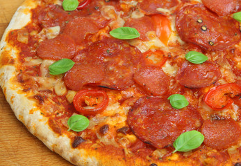 Pizza with Pepperoni and Salami