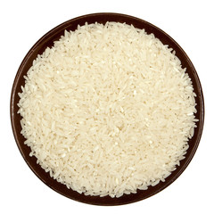 Rice in a brown plate