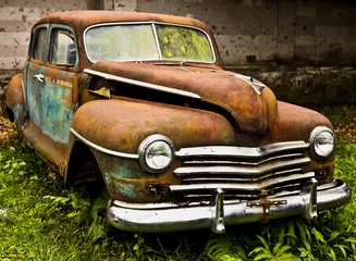 Cercles muraux Voitures anciennes cubaines Éléments rouillés grunge et hight de la vieille voiture de luxe