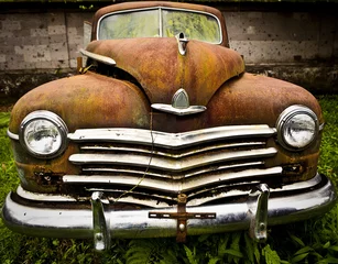Photo sur Aluminium Voitures anciennes cubaines Éléments rouillés grunge et hight de la vieille voiture de luxe