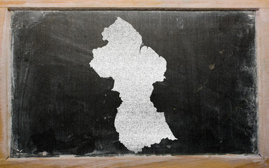 outline map of guyana on blackboard