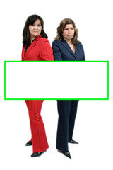 woman businessteam holding blank board