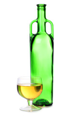 Alcohol glasses on bottle