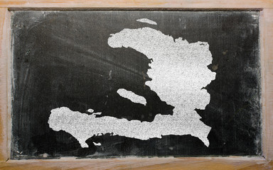 outline map of haiti on blackboard