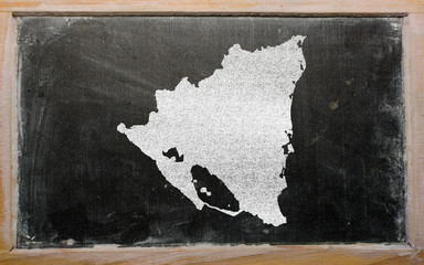 outline map of nicaragua on blackboard