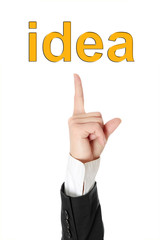 Hand pointing on idea
