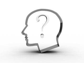 Head with a question inside. 3D image