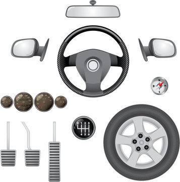 control elements of car - realistic illustration