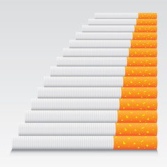 cigarettes in line - detailed realistic illustration