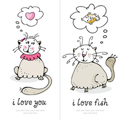 Obraz premium Cats love card