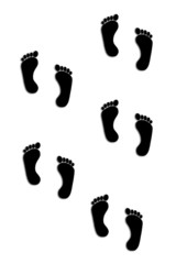Human footprint illustration over white background