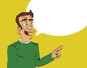 Speaking man with empty text bubble