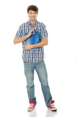 Young student man with notebook