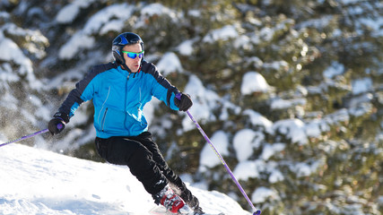 Fototapeta na wymiar Carvender Skifahrer