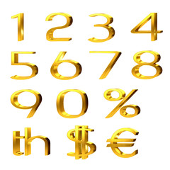 Gold Numbers And Currency Symbols