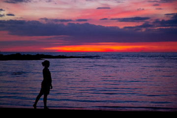 girl at tropical sunset
