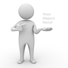 3d man presenting your product on white