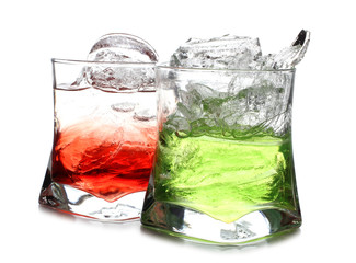 Color beakers and ice
