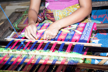 Sasak tribe lady weaving, Lombok
