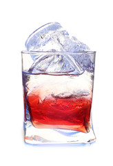 Red cocktail and ice