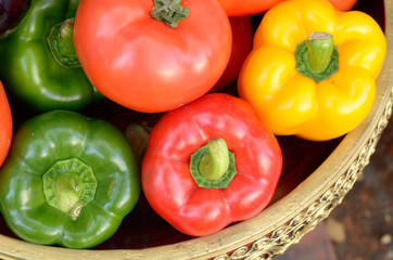 Sweet peppers in a container