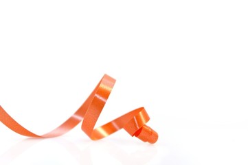Orange ribbon on white background