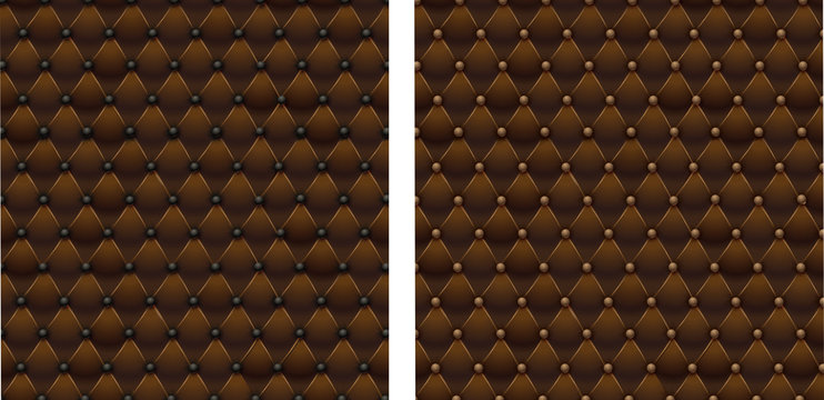 Chesterfield - tissu capitonn&eacute; en cuir marron