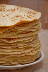 homemade pancakes pile on plate
