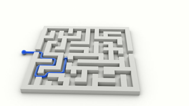 Blue arrow going through the labyrinth