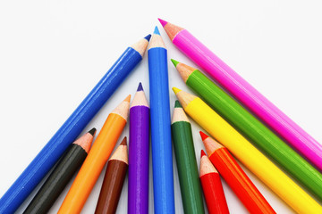 Colour pencils on a white background.