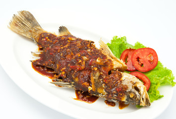 Fried snapper with chili sauce