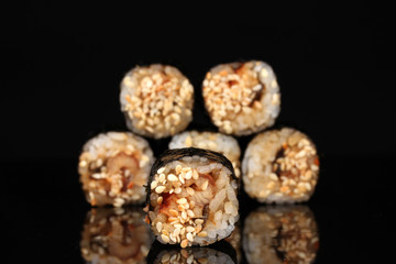 Tasty rolls isolated on black