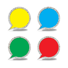 Grungy wall textured Speech bubble isolated on white.