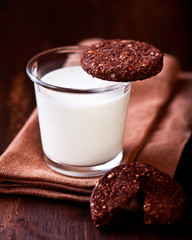 Glass of Milk and Chocolate Cookie