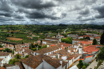 Houses of Obidos, a medieval vilaage in Portugal
