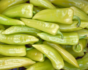 green hot pepperoni , natural background