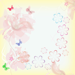 background with delicate flowers and butterflies