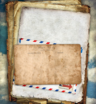 Vintage paper texture with postcard