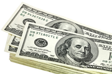 Dollars on a white background. Isolated.