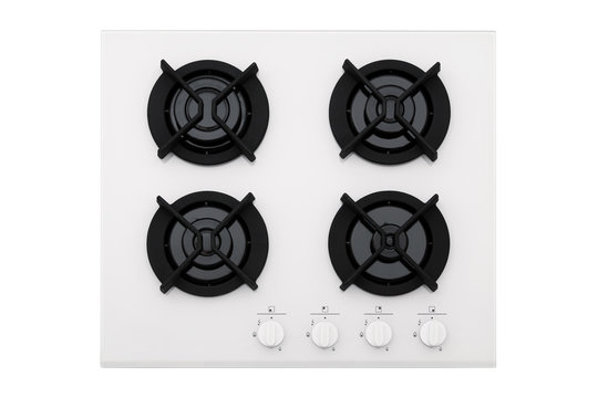 White glass gas hob isolated on white with clipping path