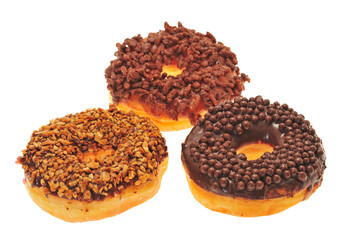 Chocolate Doughnuts Isolated On White Background