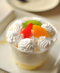 glass of yogurt with  fruit