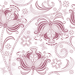Burgundy seamless floral pattern