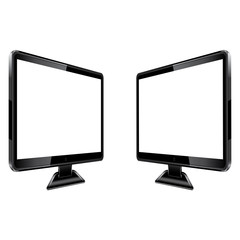 Two monitors in the projection on a white background