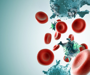 HIV cells in blood stream - obrazy, fototapety, plakaty