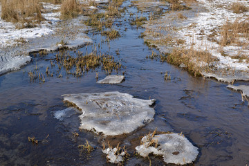Froze runnel with ice and snow.