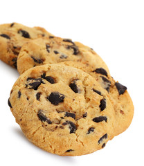 chocolate chip cookies isolated on a white background.
