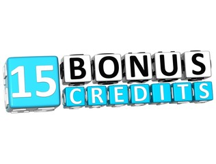 3D Get 15 Bonus Credits Block Letters
